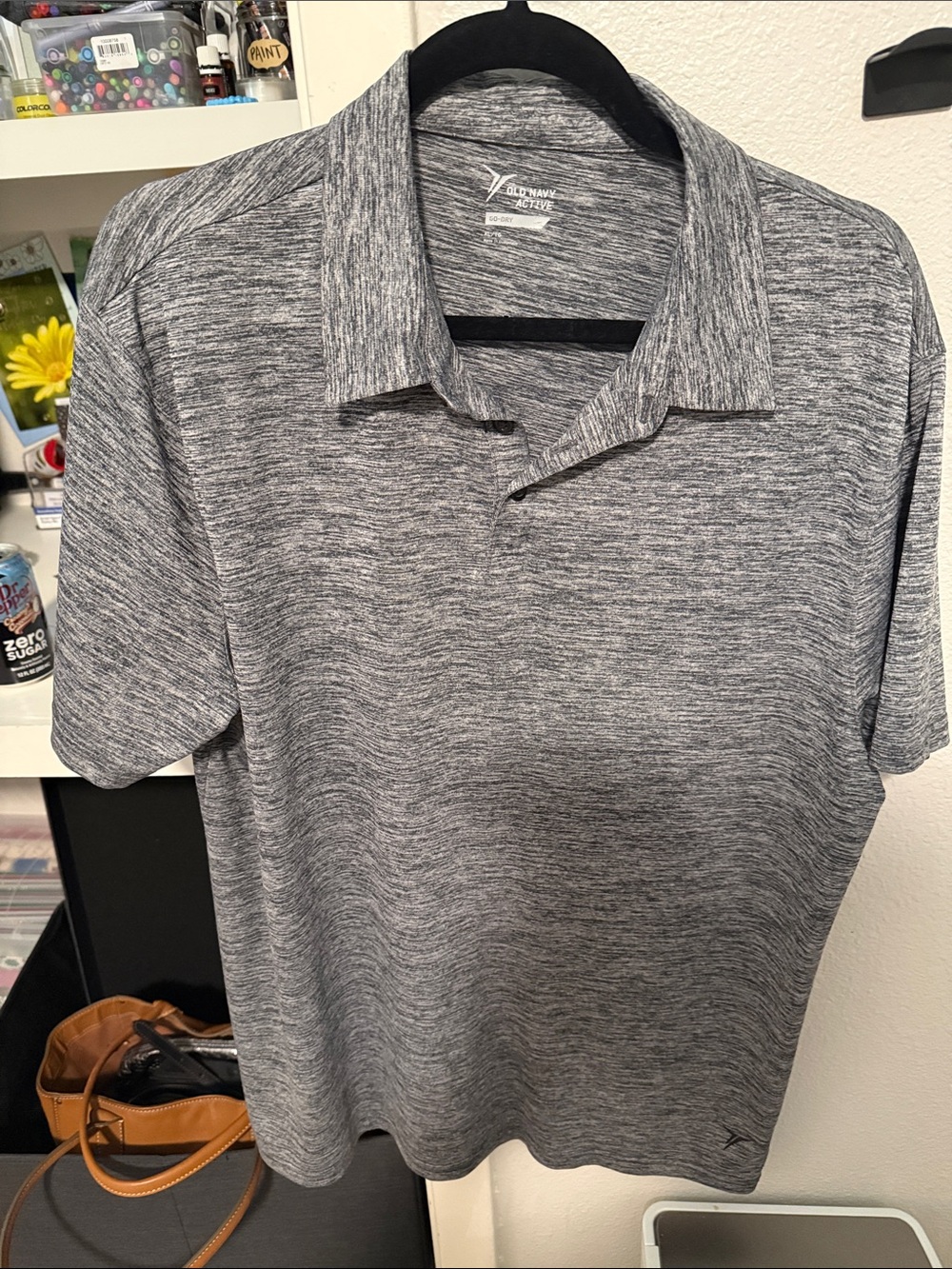 Old Navy Men's Heathered Charcoal Performance Polo